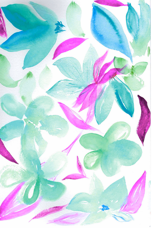 Blue Green Purple Floral Frenzy 4x6, 5x7, 8x10