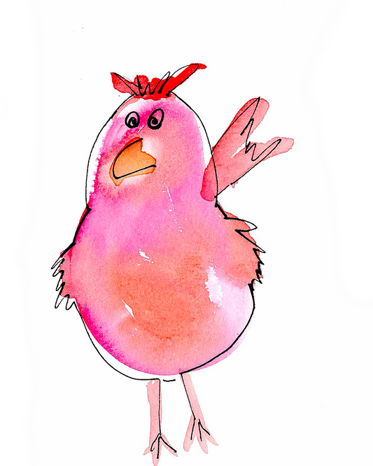 Quirky Pink Red Chirp 4x6, 5x7, 8x10