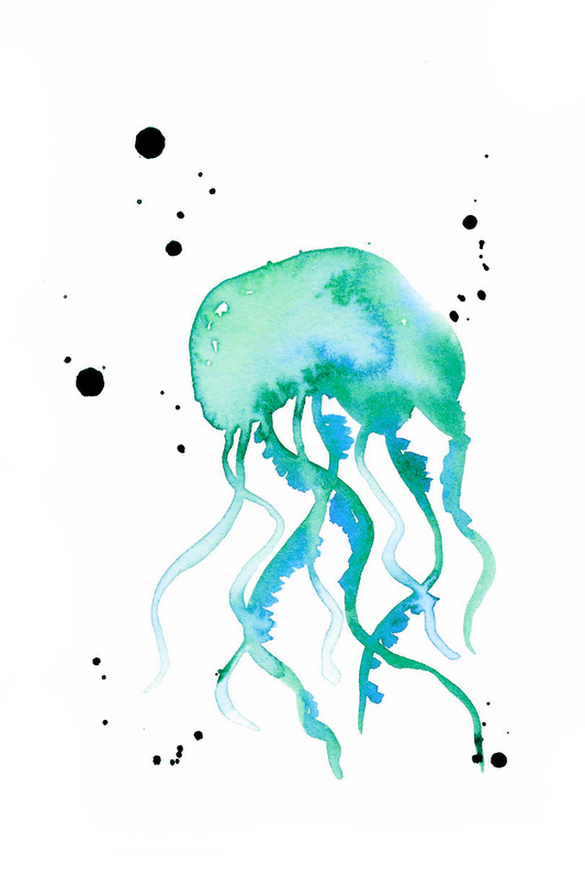 Blue Green Jellyfish 4x6, 5x7, 8x10