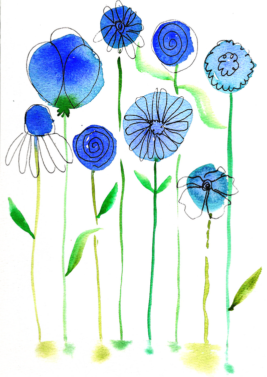 Blue Flower Towers 4x6, 5x7, 8x10