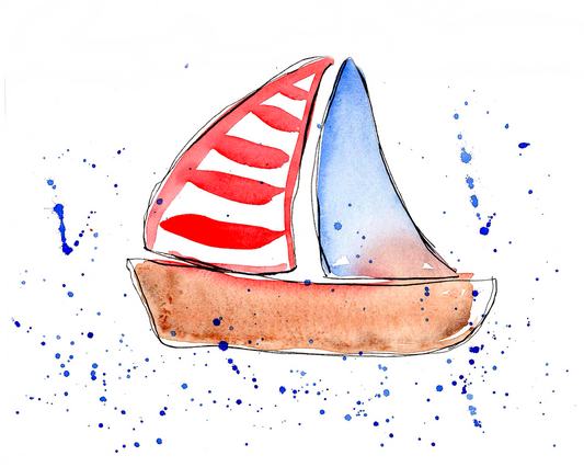 Splashy Sailboat 4x6, 5x7, 8x10